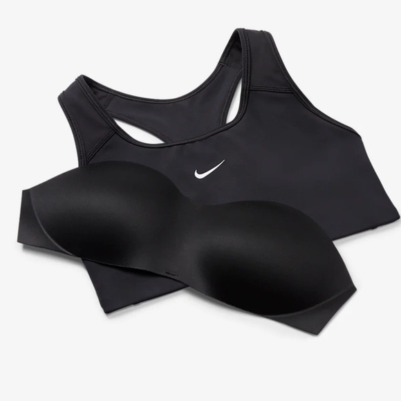 Nike Women's Dri-FIT Swoosh Medium Support 1 Piece Pad Sports Bra black Large - Picture 2 of 4
